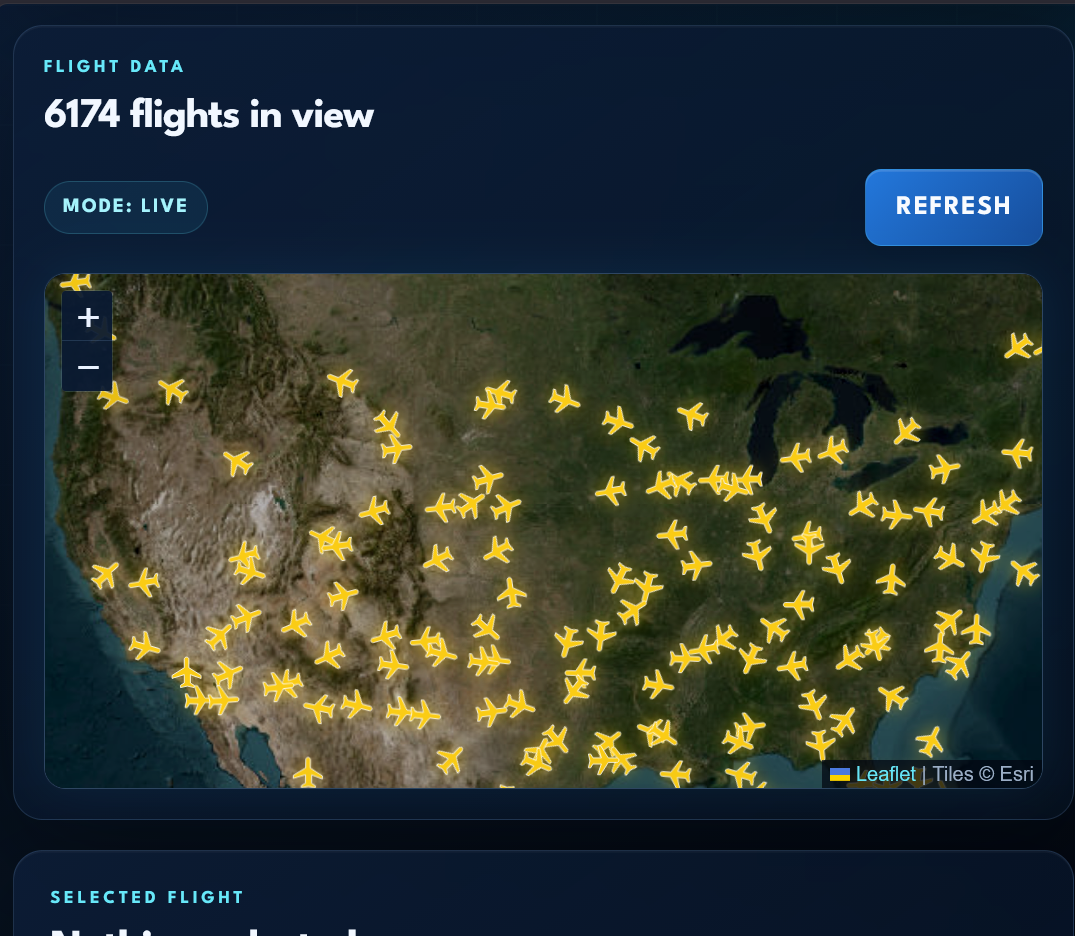Live flight tracking dashboard